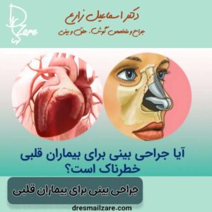 نمای شماتیک جراحی بینی در بیمار با بیماری قلبی