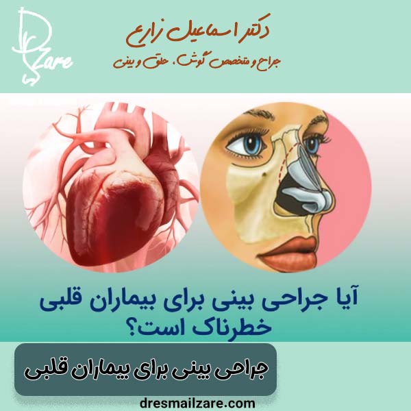 نمای شماتیک جراحی بینی در بیمار با بیماری قلبی